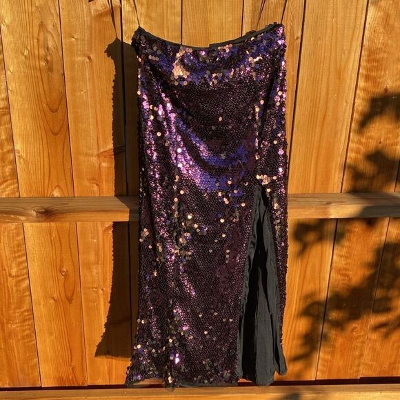Free People Purple Star Sequin Maxi Skirt size 6 - Picture 3 of 6